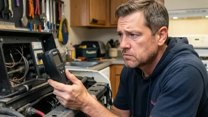 The image shows a mechanic working on a 2005 F-150 engine, highlighting common problems.